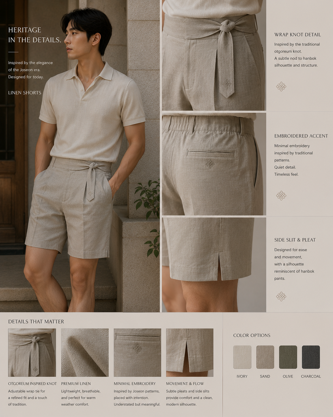 Otgoreum-inspired linen shorts